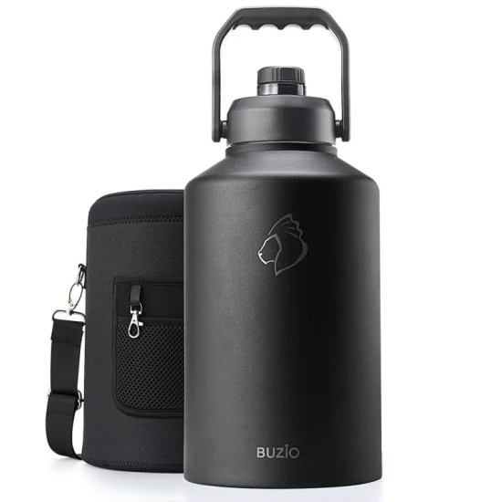Buzio Rock Series Insulated 1.5 Gallon Jug with Spout Lid and Sleeve 5.8L - Black